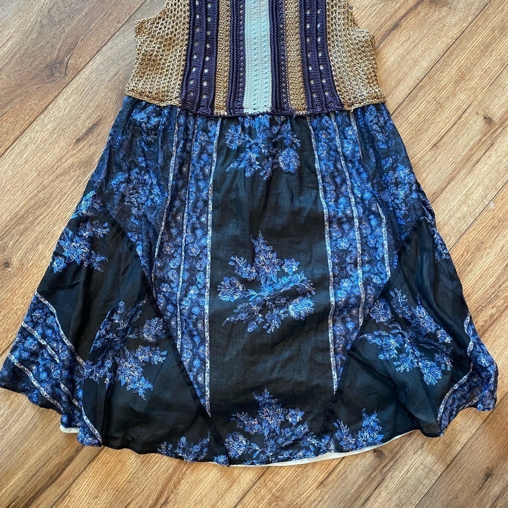 Free People Fairycore boho whimsical floral festival mini dress crochet bodice - Picture 7 of 13